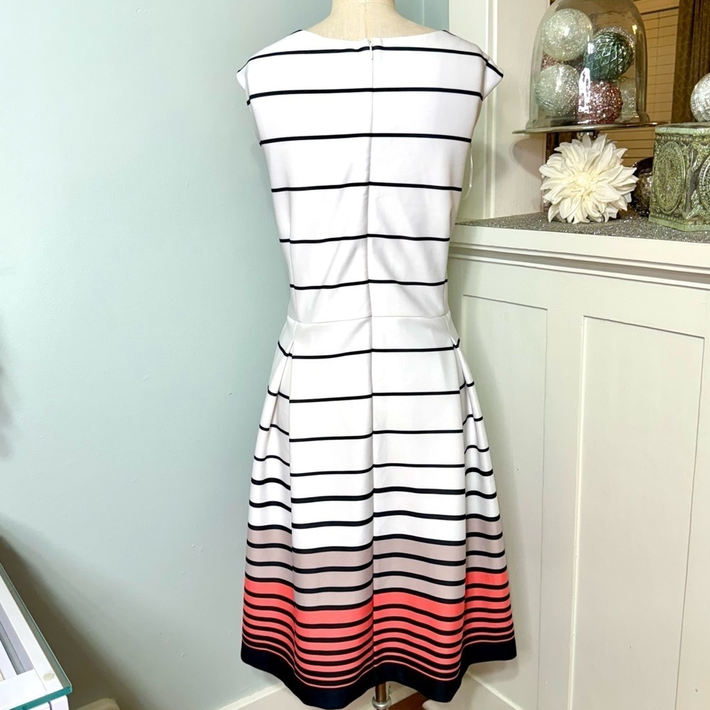 Lane Bryant White Scuba Striped Fit & Flare Dress Party Career Office Casual 26 - Picture 8 of 11